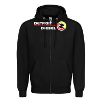 Black Detroit Diesel Zipper Hoodie - PixelWave
