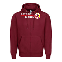 Burgundy Detroit Diesel Zipper Hoodie - PixelWave