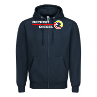 Navy Detroit Diesel Zipper Hoodie - PixelWave