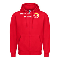 Red Detroit Diesel Zipper Hoodie - PixelWave