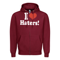 Burgundy i love haters Zipper Hoodie - PixelWave