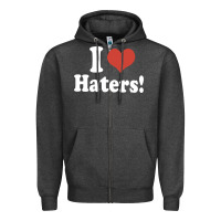 Charcoal Heather i love haters Zipper Hoodie - PixelWave