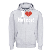 Heather Grey i love haters Zipper Hoodie - PixelWave