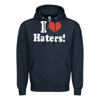 Navy i love haters Zipper Hoodie - PixelWave