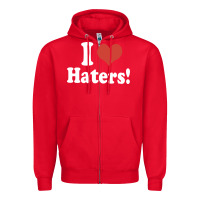 Red i love haters Zipper Hoodie - PixelWave