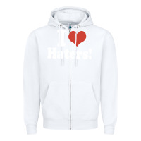 White i love haters Zipper Hoodie - PixelWave