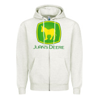 Oatmeal Heather Juan Deere Farmer Gardener Landscaper Funny Zipper Hoodie - PixelWave