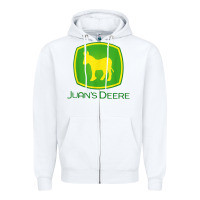 White Juan Deere Farmer Gardener Landscaper Funny Zipper Hoodie - PixelWave