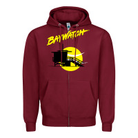Burgundy baywatch lifeguard tower sunset   baywatch Zipper Hoodie - PixelWave