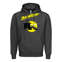 Charcoal Heather baywatch lifeguard tower sunset   baywatch Zipper Hoodie - PixelWave