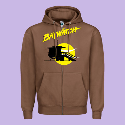 Baywatch Lifeguard Tower Sunset   Baywatch Zipper Hoodie Designed By Pixelwave