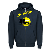 Navy baywatch lifeguard tower sunset   baywatch Zipper Hoodie - PixelWave