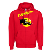 Red baywatch lifeguard tower sunset   baywatch Zipper Hoodie - PixelWave