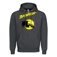 Smoke baywatch lifeguard tower sunset   baywatch Zipper Hoodie - PixelWave