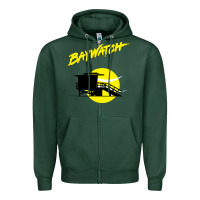 Sports Green baywatch lifeguard tower sunset   baywatch Zipper Hoodie - PixelWave