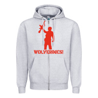 Heather Grey red dawn wolverines Zipper Hoodie - PixelWave