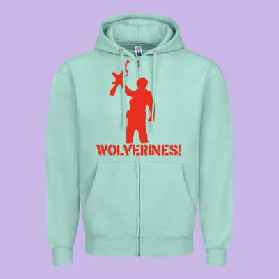 Red Dawn Wolverines Zipper Hoodie Designed By Pixelwave