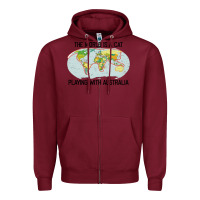 Burgundy the world is a cat playing with australia 2020 shirt Zipper Hoodie - PixelWave