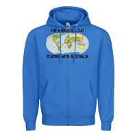 True Royal the world is a cat playing with australia 2020 shirt Zipper Hoodie - PixelWave