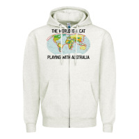 Oatmeal Heather the world is a cat playing with australia 2020 shirt Zipper Hoodie - PixelWave