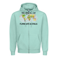 Seafoam the world is a cat playing with australia 2020 shirt Zipper Hoodie - PixelWave