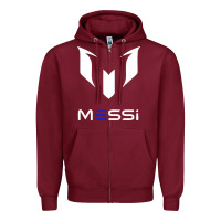 Burgundy messi Zipper Hoodie - PixelWave