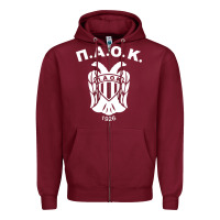 Burgundy paok merch Zipper Hoodie - PixelWave