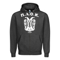 Charcoal Heather paok merch Zipper Hoodie - PixelWave