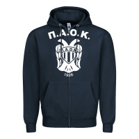 Navy paok merch Zipper Hoodie - PixelWave