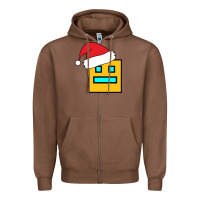 Chestnut Geometry Dash Zipper Hoodie - PixelWave