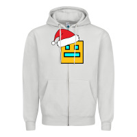 Dove Grey Geometry Dash Zipper Hoodie - PixelWave