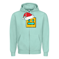 Seafoam Geometry Dash Zipper Hoodie - PixelWave