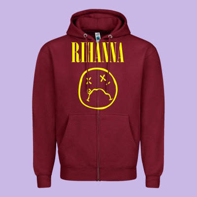 Grunge Rihanna Zipper Hoodie Designed By Pixelwave