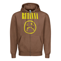 Chestnut Grunge Rihanna Zipper Hoodie - PixelWave