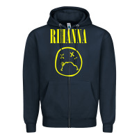 Navy Grunge Rihanna Zipper Hoodie - PixelWave