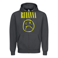 Smoke Grunge Rihanna Zipper Hoodie - PixelWave