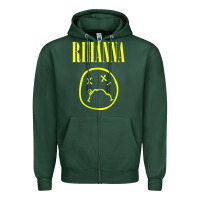 Sports Green Grunge Rihanna Zipper Hoodie - PixelWave