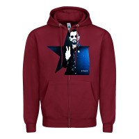 Burgundy ringo starr 01 Zipper Hoodie - PixelWave