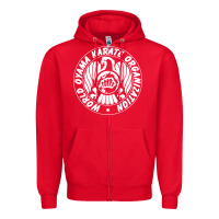 Red World Oyama Karate Organization ( white ) Zipper Hoodie - PixelWave