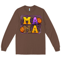 Chestnut Purple and gold Basketball leopard frame Mama Long Sleeve Tee - LillyAllenDesigns