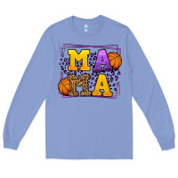 Colony Blue Purple and gold Basketball leopard frame Mama Long Sleeve Tee - LillyAllenDesigns