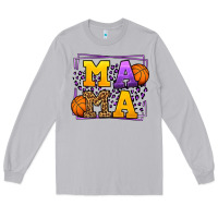 Purple And Gold Basketball Leopard Frame Mama Long Sleeve Tee | Teevron