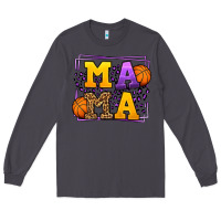 Smoke Purple and gold Basketball leopard frame Mama Long Sleeve Tee - LillyAllenDesigns