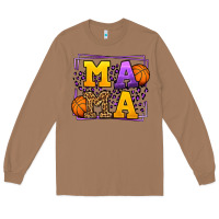 Toasted Coconut Purple and gold Basketball leopard frame Mama Long Sleeve Tee - LillyAllenDesigns