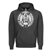 Charcoal Heather World Oyama Karate Organization ( white ) Zipper Hoodie - PixelWave