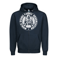 Navy World Oyama Karate Organization ( white ) Zipper Hoodie - PixelWave