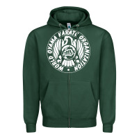 Sports Green World Oyama Karate Organization ( white ) Zipper Hoodie - PixelWave