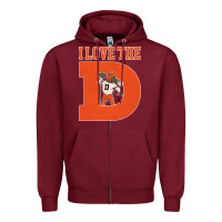Burgundy i love the d broncos football quote Zipper Hoodie - PixelWave