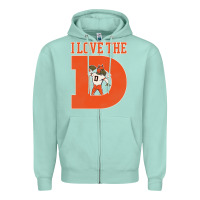 Seafoam i love the d broncos football quote Zipper Hoodie - PixelWave