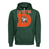 Sports Green i love the d broncos football quote Zipper Hoodie - PixelWave